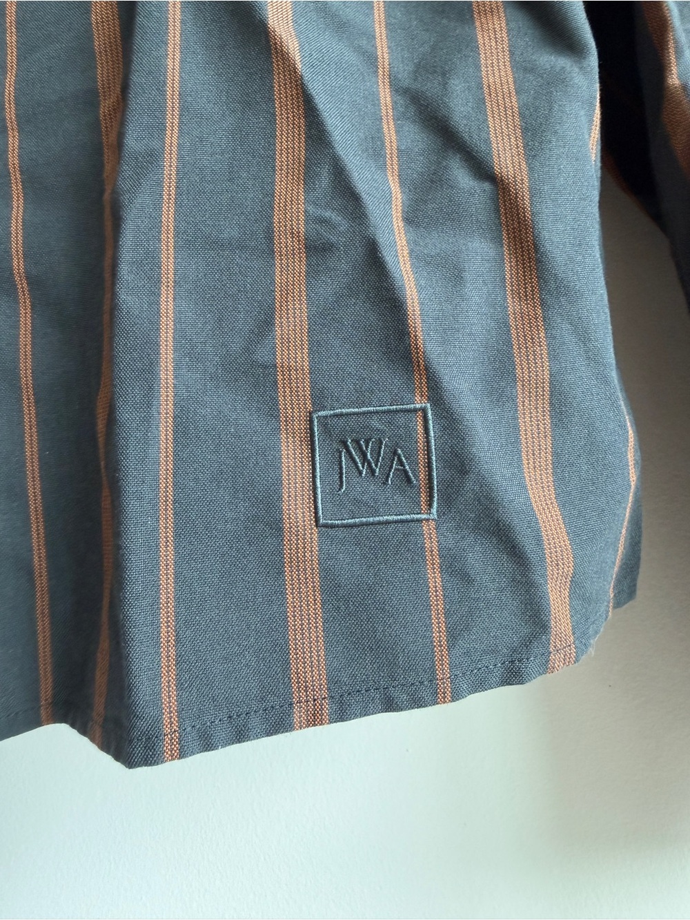 J.W. Anderson Women’s (Size M) navy blue & Brown Striped Button-Up - Picture 2 of 5
